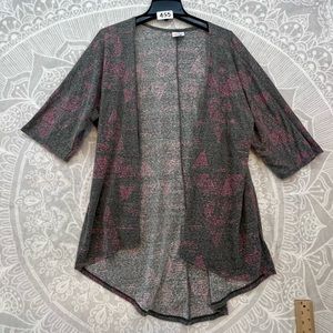 ๐๐BEAUTIFUL TOP SHIRT BLOUSE S SMALL GRAY PINK PRINT OPEN CARDIGAN 455 LULAROE